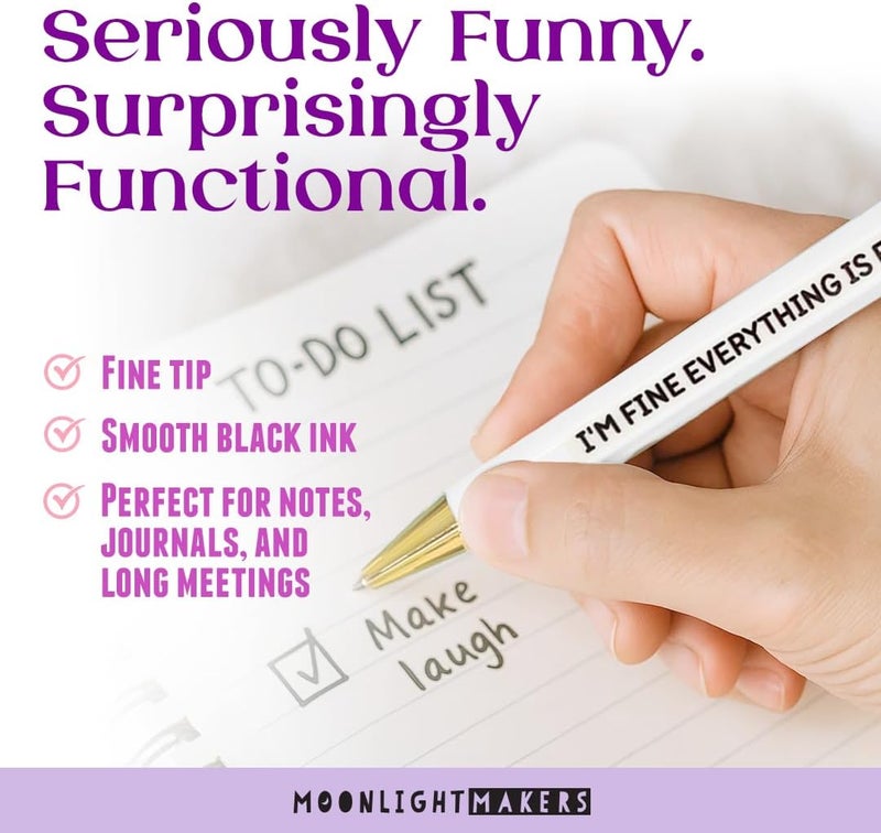 Moonlight Makers My Anxiety Has Anxiety Pen Set - 5 Pack of Funny Ballpoint Pens with Sarcastic Quotes - Image 2